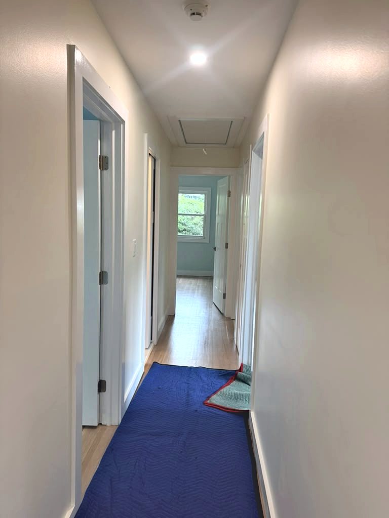 Hallway with new doors, trim and recessed lighting